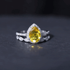 Lab Grown Yellow Sapphire Engagement Ring with Diamond Wedding Band Lab Created Yellow Sapphire - ( AAAA ) - Quality - Rosec Jewels