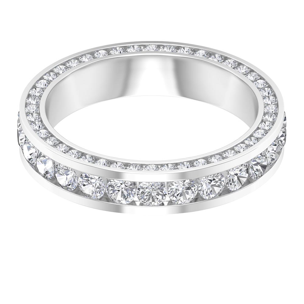 Certified Moissanite Eternity Ring in Channel Setting Moissanite - ( D-VS1 ) - Color and Clarity - Rosec Jewels