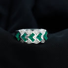 Princess Cut Emerald Anniversary Band Ring with Diamond Emerald - ( AAA ) - Quality - Rosec Jewels