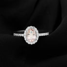 Oval Morganite Simple Engagement Ring with Diamond Morganite - ( AAA ) - Quality - Rosec Jewels
