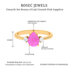 Lab Grown Pink Sapphire Solitaire Ring with Diamond Lab Created Pink Sapphire - ( AAAA ) - Quality - Rosec Jewels