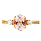 Solitaire Engagement Ring with Oval Morganite and Diamond Morganite - ( AAA ) - Quality - Rosec Jewels