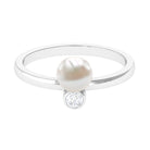 Freshwater Pearl Toi Et Moi Ring with Diamond Freshwater Pearl - ( AAA ) - Quality - Rosec Jewels