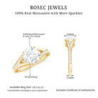 2.5 CT Round Moissanite Solitaire Engagement Ring with Split Shank Moissanite - ( D-VS1 ) - Color and Clarity - Rosec Jewels