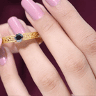 5 MM Round Cut Black Diamond Solitaire Gold Filigree Ring Black Diamond - ( AAA ) - Quality - Rosec Jewels
