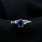 Oval Lab Grown Blue Sapphire Solitaire Braided Ring with Diamond Lab Created Blue Sapphire - ( AAAA ) - Quality - Rosec Jewels