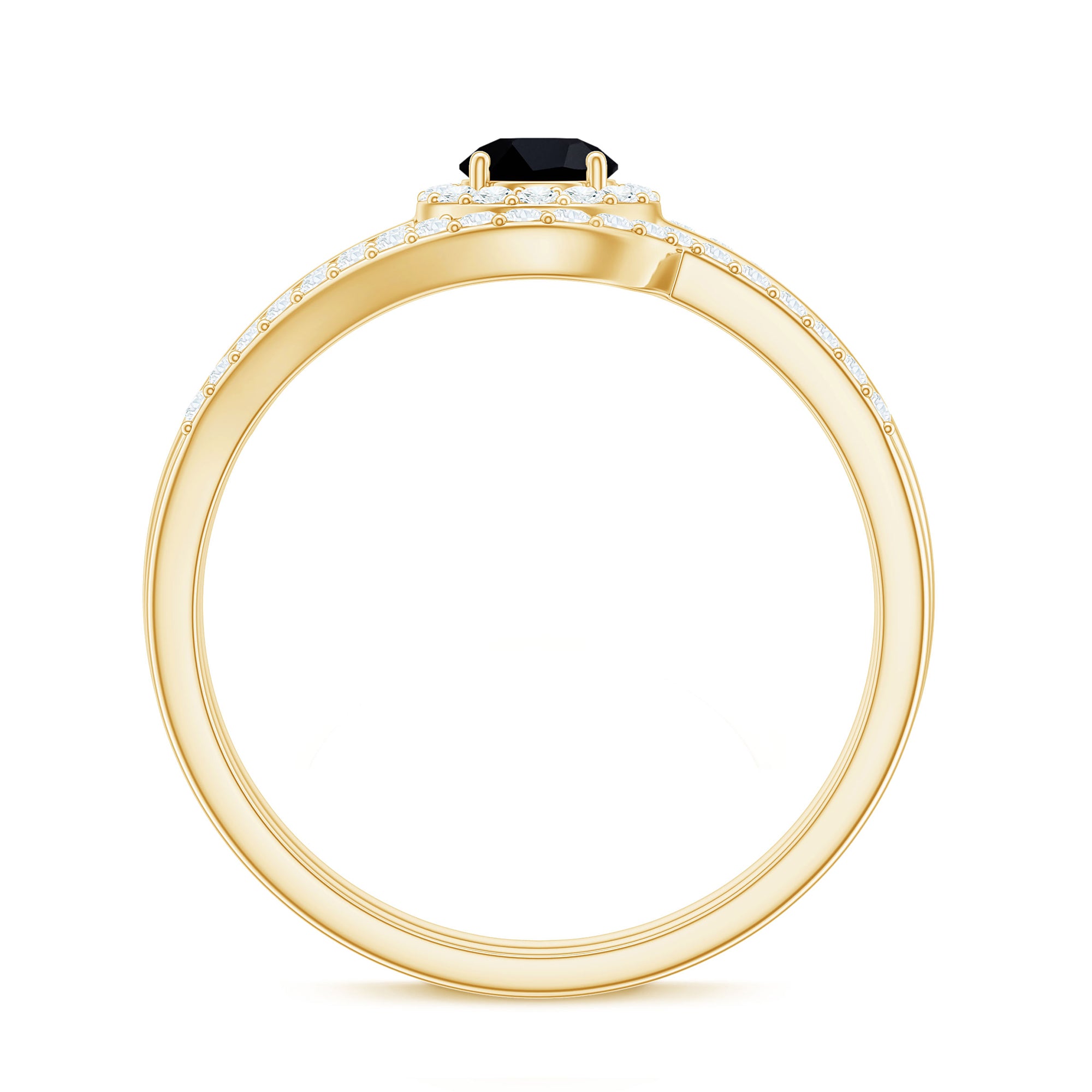 Minimal Black and White Diamond Engagement Ring Black Diamond - ( AAA ) - Quality - Rosec Jewels