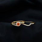 0.75 CT Minimal Fire Opal Engagement Ring with Diamond Enhancer Fire Opal - ( AAA ) - Quality - Rosec Jewels