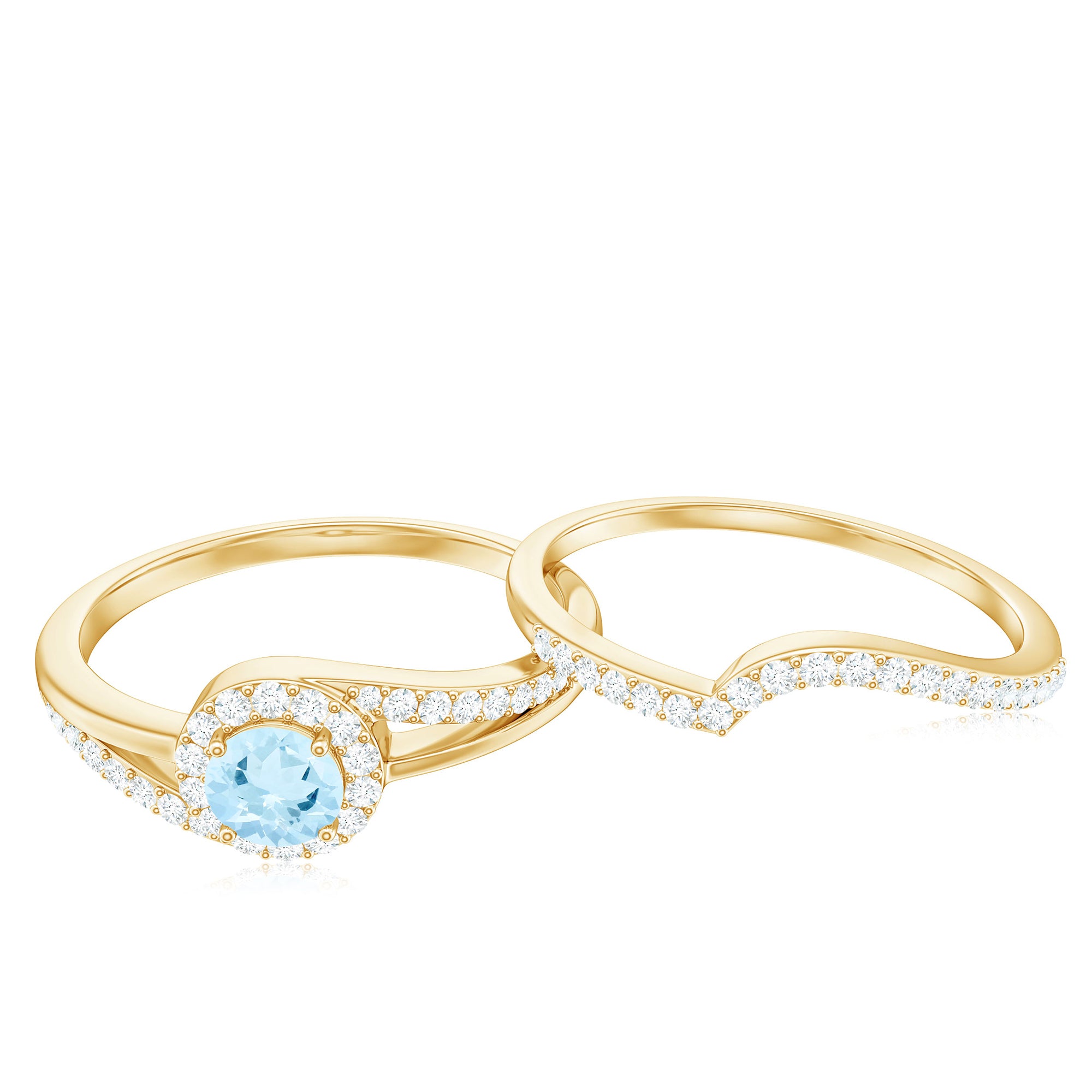 0.75 CT Minimal Aquamarine Engagement Ring with Diamond Enhancer Aquamarine - ( AAA ) - Quality - Rosec Jewels