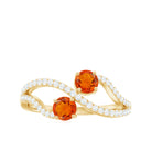 3/4 CT Minimal Fire Opal and Diamond Engagement Ring Fire Opal - ( AAA ) - Quality - Rosec Jewels