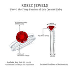 3 CT Solitaire Created Ruby Wedding Ring Set with Diamond Lab Created Ruby - ( AAAA ) - Quality - Rosec Jewels