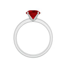 3 CT Solitaire Created Ruby Wedding Ring Set with Diamond Lab Created Ruby - ( AAAA ) - Quality - Rosec Jewels