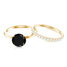 2 CT Created Black Diamond Solitaire Bridal Ring Set with Diamond Lab Created Black Diamond - ( AAAA ) - Quality - Rosec Jewels