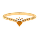 Heart Shape Citrine and Diamond Dainty Promise Ring with Beaded Detailing Citrine - ( AAA ) - Quality - Rosec Jewels