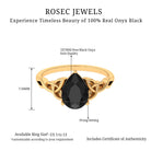 5X7 MM Pear Black Onyx Solitaire Celtic Ring with Diamond Black Onyx - ( AAA ) - Quality - Rosec Jewels