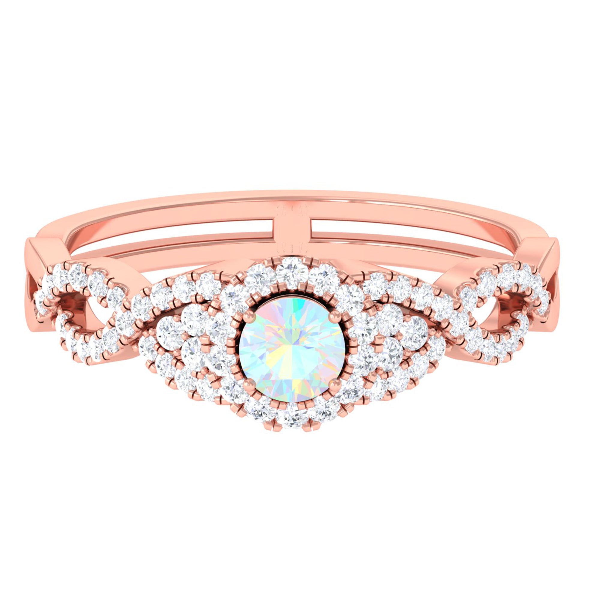 3/4 CT Ethiopian Opal and Diamond Crossover Engagement Ring Ethiopian Opal - ( AAA ) - Quality - Rosec Jewels