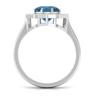 London Blue Topaz Star Shape Engagement Ring with Diamond London Blue Topaz - ( AAA ) - Quality - Rosec Jewels