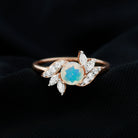 Natural Ethiopian Opal Flower Engagement Ring with Diamond Ethiopian Opal - ( AAA ) - Quality - Rosec Jewels