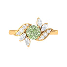 Green Sapphire Flower Engagement Ring with Diamond Green Sapphire - ( AAA ) - Quality - Rosec Jewels