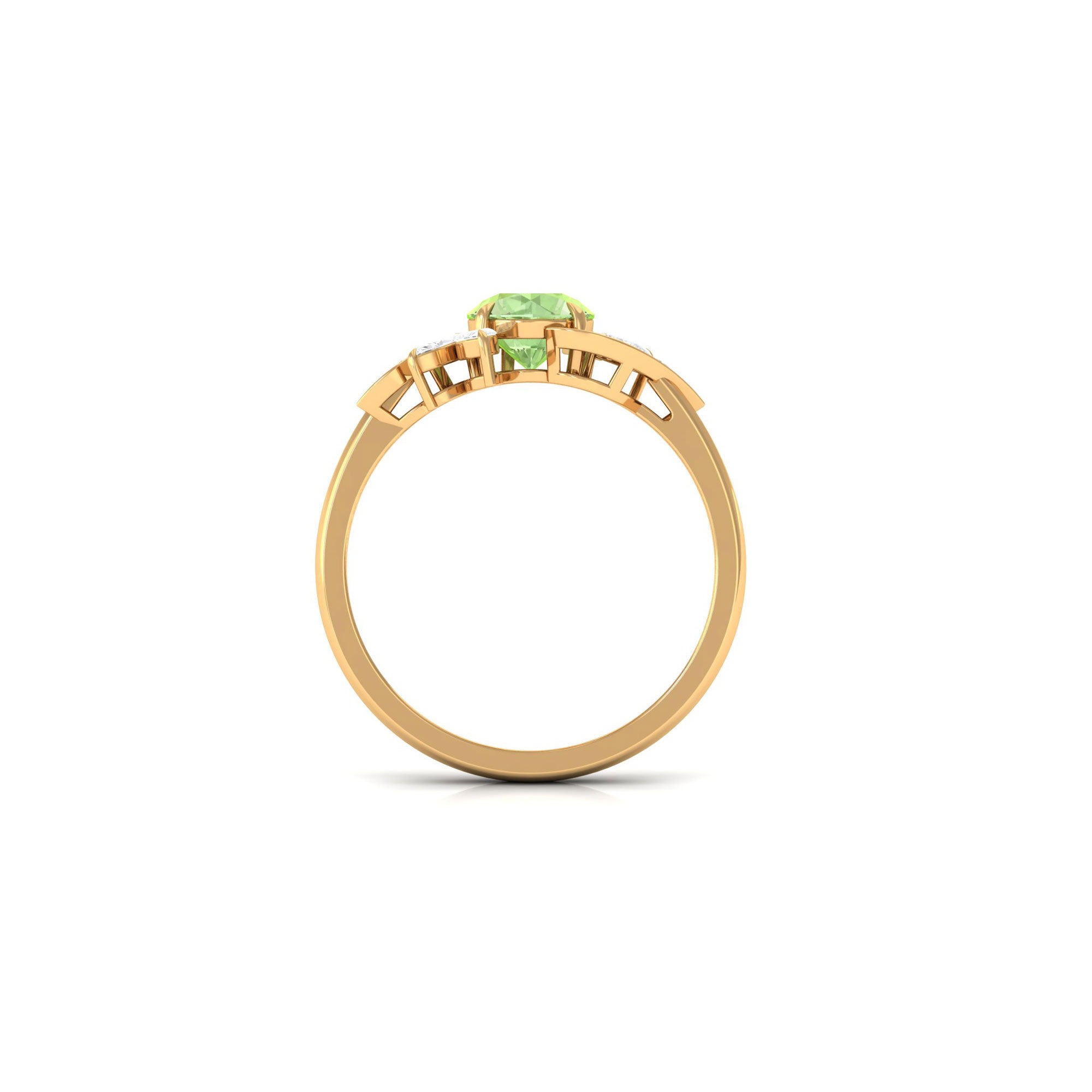 Green Sapphire Flower Engagement Ring with Diamond Green Sapphire - ( AAA ) - Quality - Rosec Jewels
