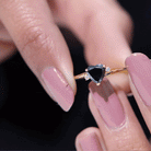 Heart Shape Solitaire Promise Ring with Lab Grown Black Diamond Lab Created Black Diamond - ( AAAA ) - Quality - Rosec Jewels