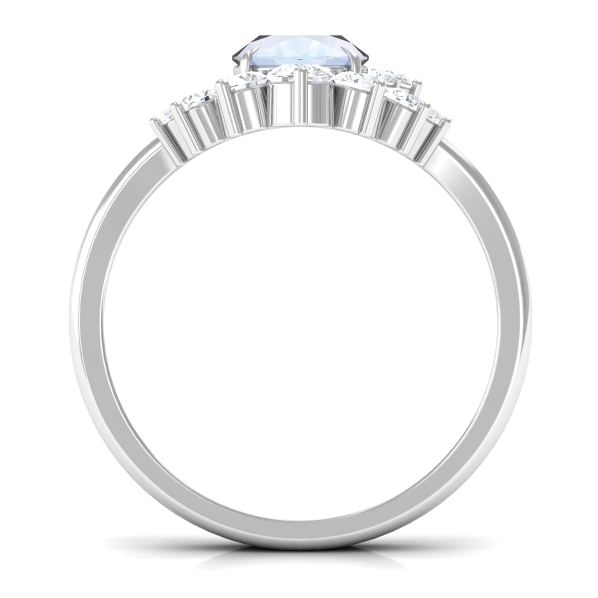 1.25 CT Moonstone and Diamond Engagement Enhancer Ring Set Moonstone - ( AAA ) - Quality - Rosec Jewels