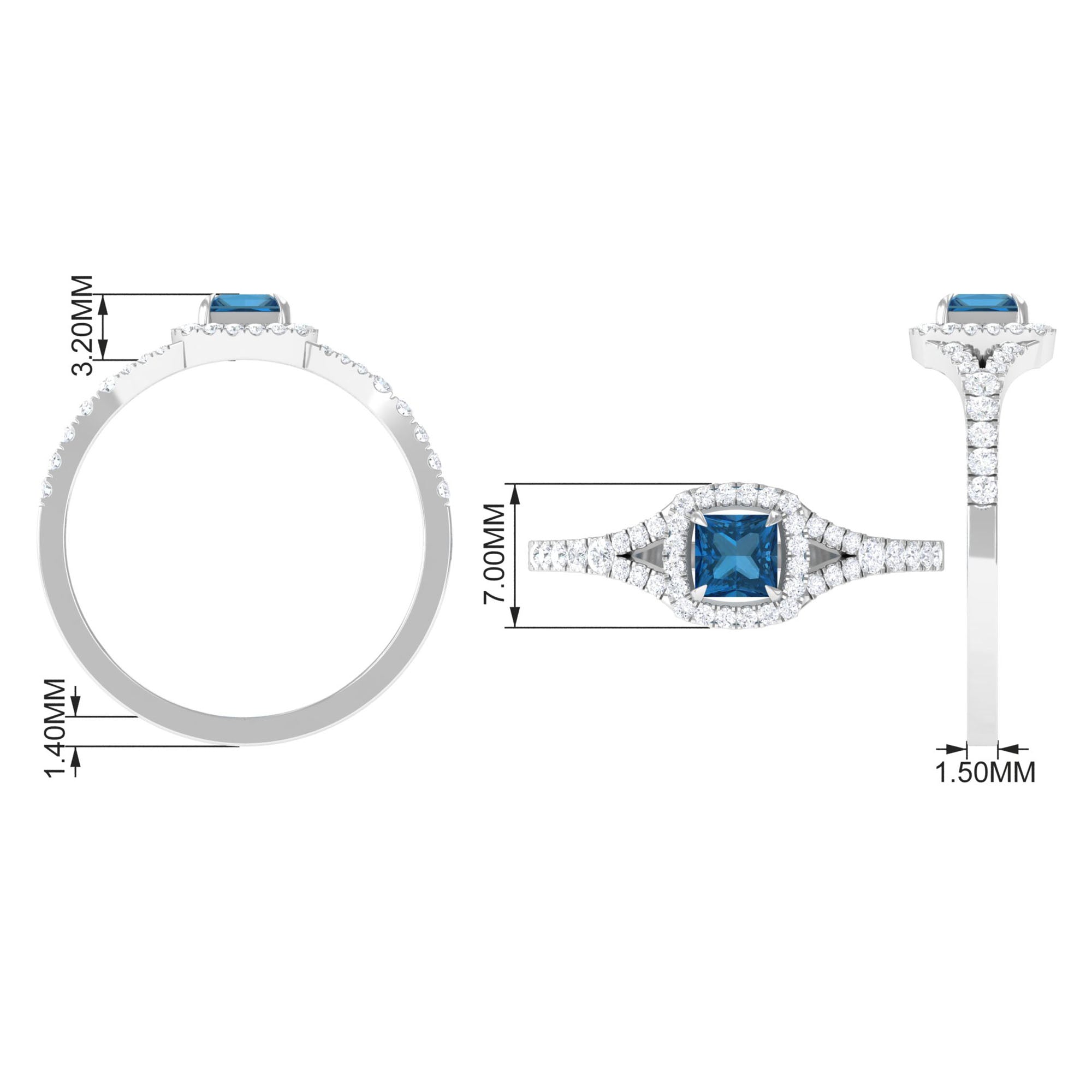 1 CT Designer London Blue Topaz and Diamond Accent Engagement Ring London Blue Topaz - ( AAA ) - Quality - Rosec Jewels