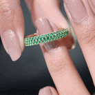 Certified Created Emerald Three Row Eternity Band in Gold Lab Created Emerald - ( AAAA ) - Quality - Rosec Jewels