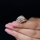 Round Morganite Designer Trio Wedding Ring Set with Diamond Morganite - ( AAA ) - Quality - Rosec Jewels