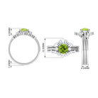 Round Peridot Designer Trio Wedding Ring Set with Diamond Peridot - ( AAA ) - Quality - Rosec Jewels