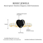 Heart Shape Black Spinel Solitaire Engagement Ring with Diamond Black Spinel - ( AAA ) - Quality - Rosec Jewels