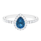Pear Shaped London Blue Topaz Engagement Ring With Moissanite London Blue Topaz - ( AAA ) - Quality - Rosec Jewels