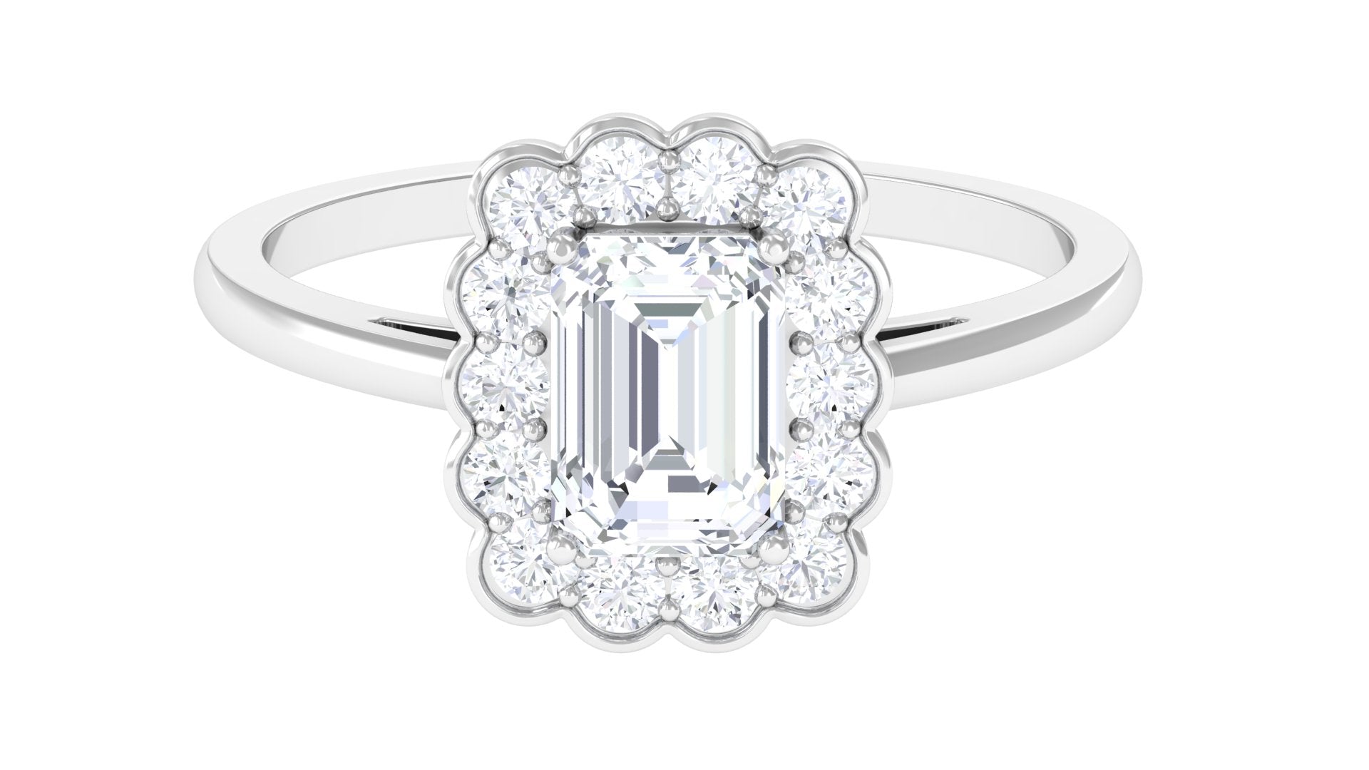 2.25 CT Octagon Cut Zircon Statement Engagement Ring with Halo Zircon - ( AAAA ) - Quality - Rosec Jewels