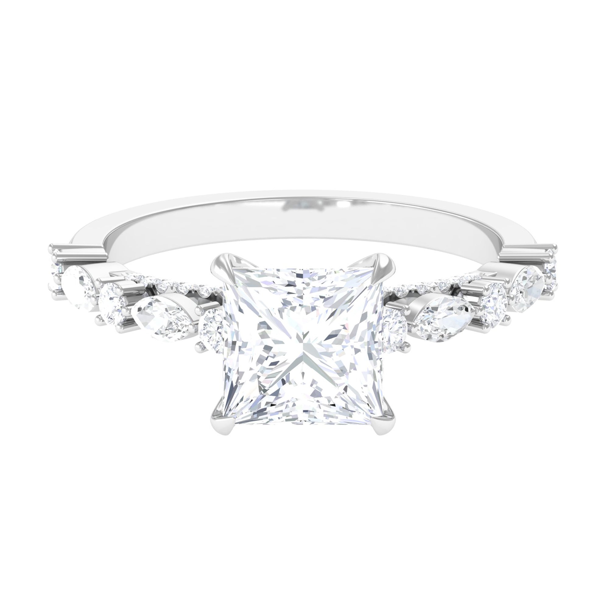 Zircon Designer Solitaire Engagement Ring in Gold Zircon - ( AAAA ) - Quality - Rosec Jewels