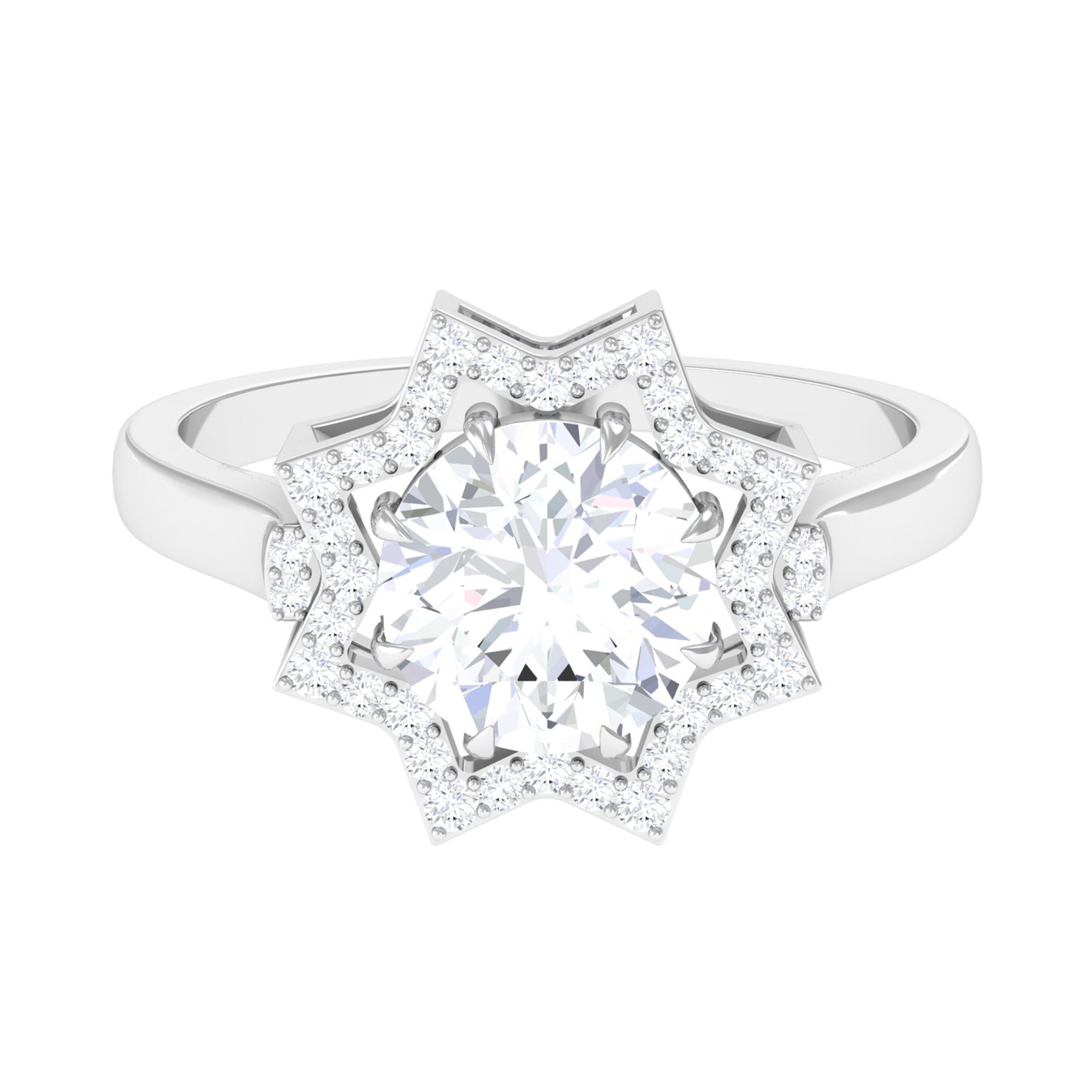 2.75 CT Cubic Zirconia Star Shape Engagement Ring in Gold Zircon - ( AAAA ) - Quality - Rosec Jewels