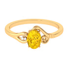 1 CT Oval Cut Solitaire Yellow Sapphire Unique Engagement Ring with Diamond Yellow Sapphire - ( AAA ) - Quality - Rosec Jewels
