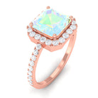 Asscher Cut Ethiopian Opal Halo Engagement Ring with Diamond Ethiopian Opal - ( AAA ) - Quality - Rosec Jewels