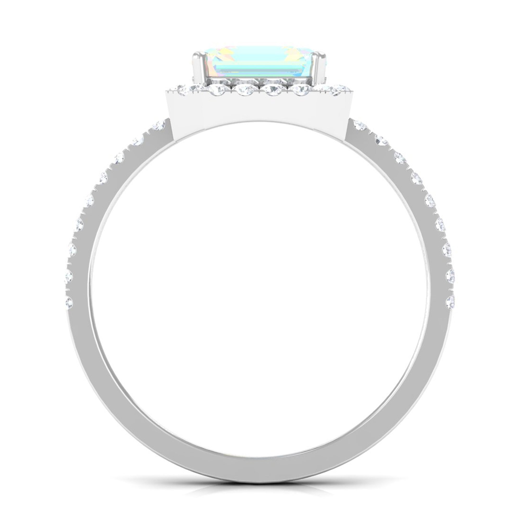 Asscher Cut Ethiopian Opal Halo Engagement Ring with Diamond Ethiopian Opal - ( AAA ) - Quality - Rosec Jewels