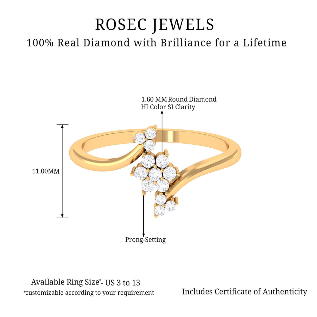 1/4 CT Diamond Floral Cluster Bypass Ring in Gold Diamond - ( HI-SI ) - Color and Clarity - Rosec Jewels