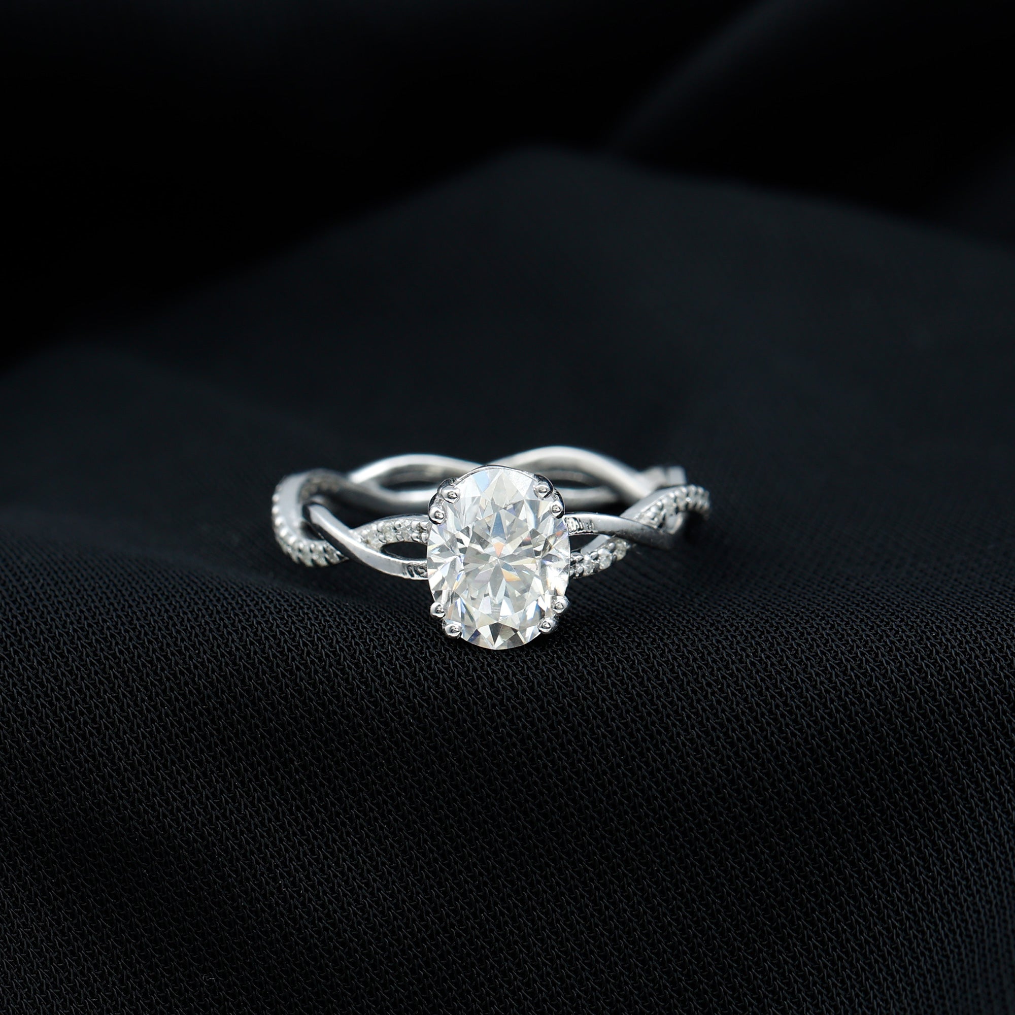 Oval Shaped Moissanite Braided Engagement Ring Moissanite - ( D-VS1 ) - Color and Clarity - Rosec Jewels
