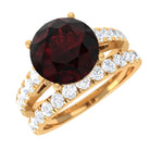 2.75 CT Solitaire Garnet Engagement Ring Set with Diamond Garnet - ( AAA ) - Quality - Rosec Jewels