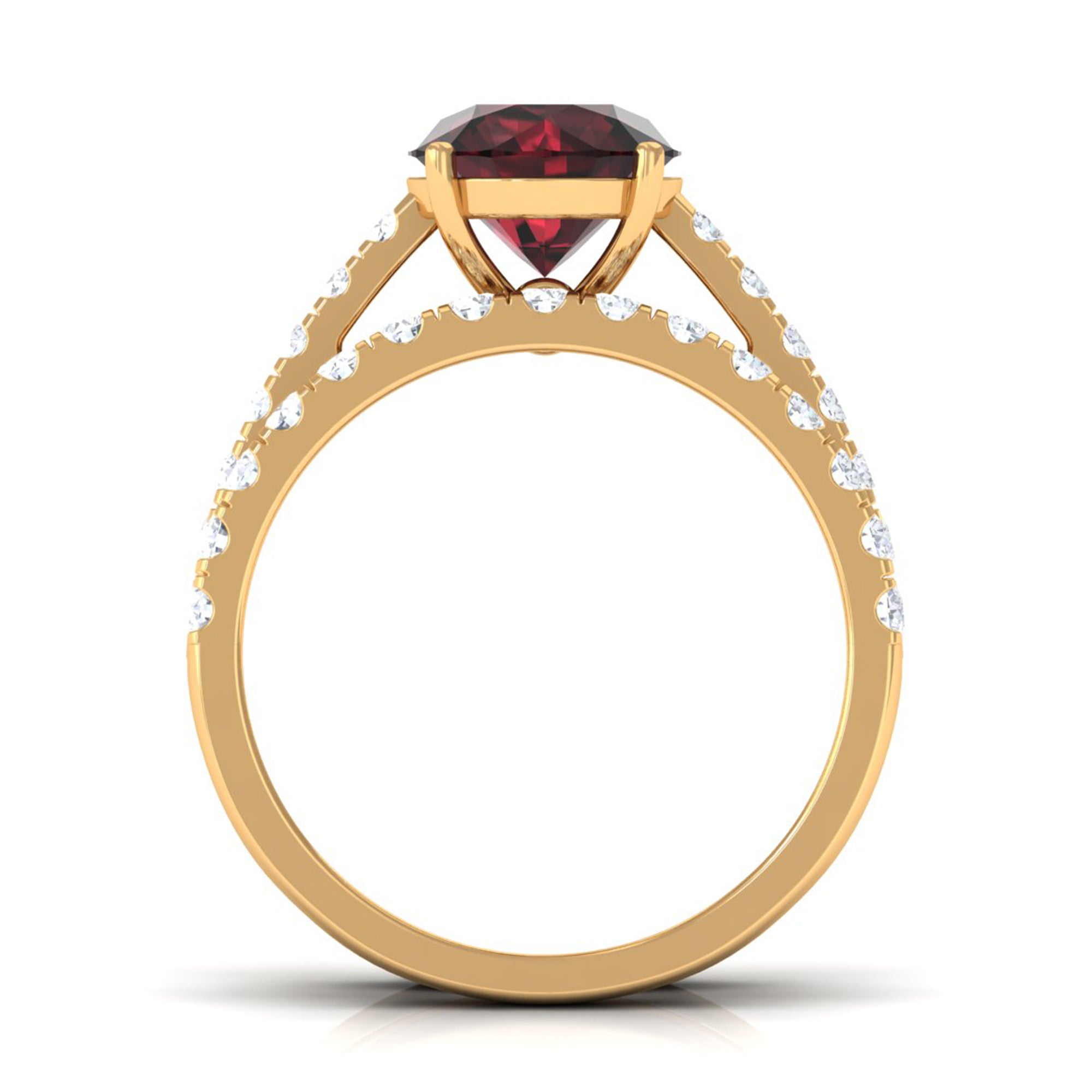 2.75 CT Solitaire Garnet Engagement Ring Set with Diamond Garnet - ( AAA ) - Quality - Rosec Jewels