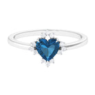 Heart Shape London Blue Topaz Promise Ring with Diamond Accent London Blue Topaz - ( AAA ) - Quality - Rosec Jewels