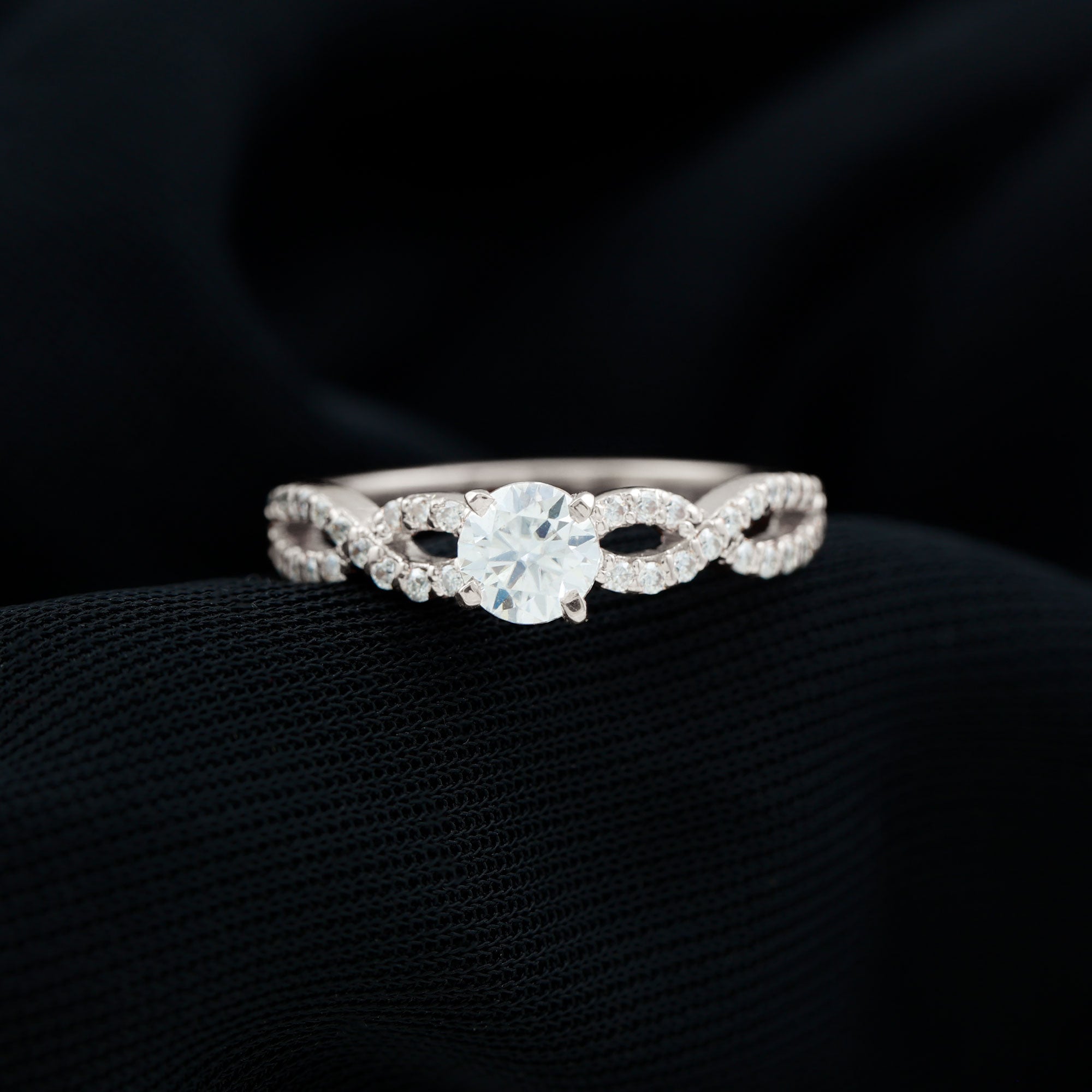 1 CT Round Shape Moissanite Crossover Infinity Ring Moissanite - ( D-VS1 ) - Color and Clarity - Rosec Jewels