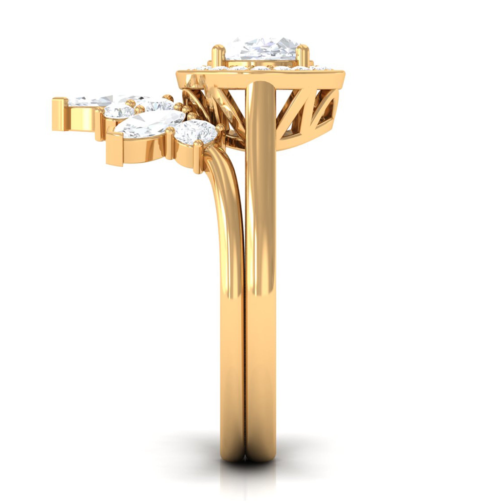 2.75 CT Certified Moissanite Designer Wedding Ring Set Moissanite - ( D-VS1 ) - Color and Clarity - Rosec Jewels