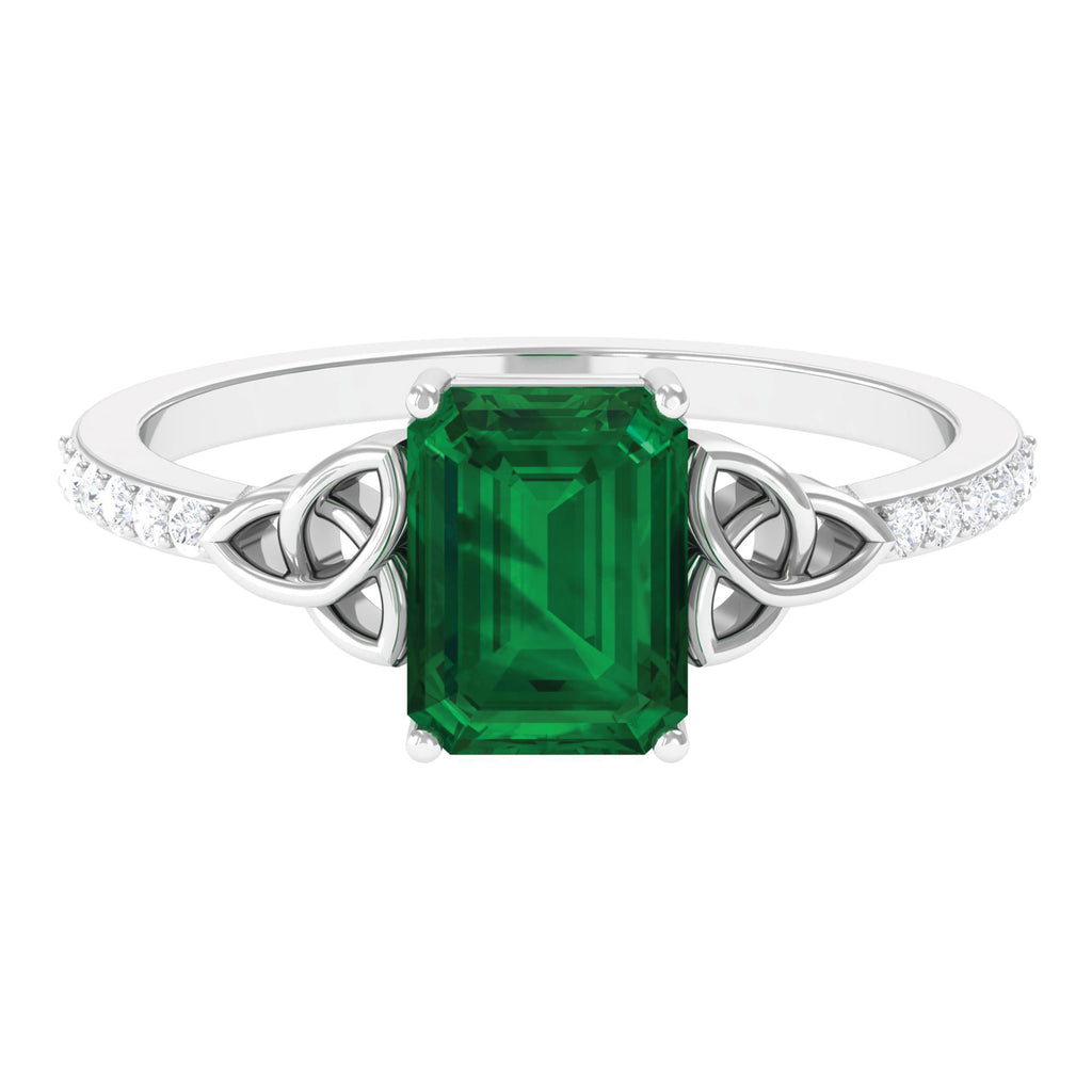 1.75 CT Celtic Knot Created Emerald and Diamond Ring Lab Created Emerald - ( AAAA ) - Quality - Rosec Jewels