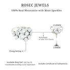 Round Moissanite Cluster Statement Cocktail Ring With Silver Moissanite - ( D-VS1 ) - Color and Clarity 92.5 Sterling Silver 5 - Rosec Jewels