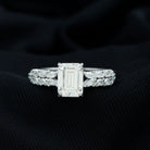 Octagon Cut Moissanite Engagement Ring with Marquise Side Stones Moissanite - ( D-VS1 ) - Color and Clarity - Rosec Jewels