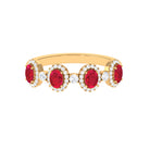 1.5 CT Lab Created Ruby and Diamond Wedding Band Lab Created Ruby - ( AAAA ) - Quality - Rosec Jewels