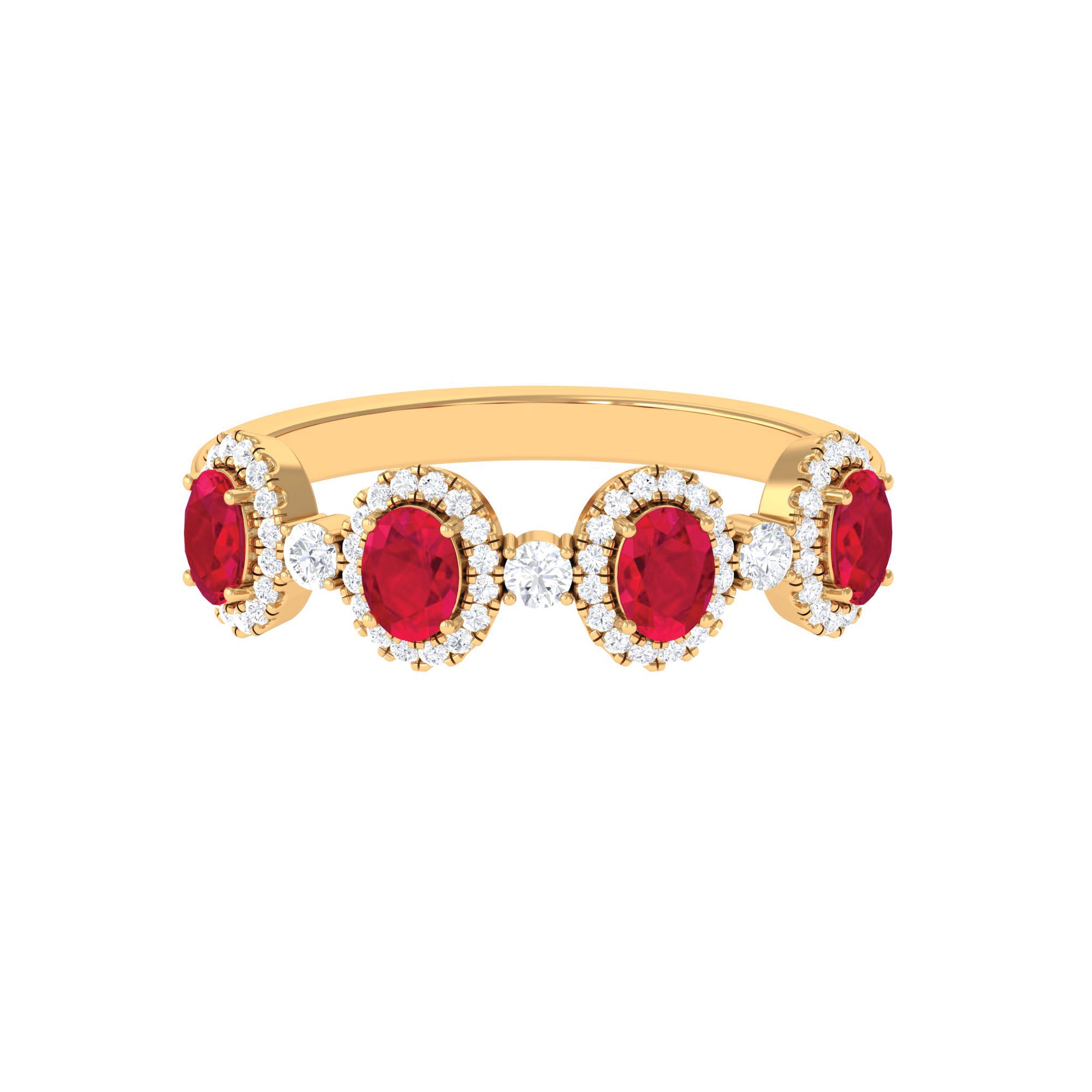 1.5 CT Lab Created Ruby and Diamond Wedding Band Lab Created Ruby - ( AAAA ) - Quality - Rosec Jewels